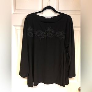 89th Madison | Black Full Sleeve Blouse: Size 1X